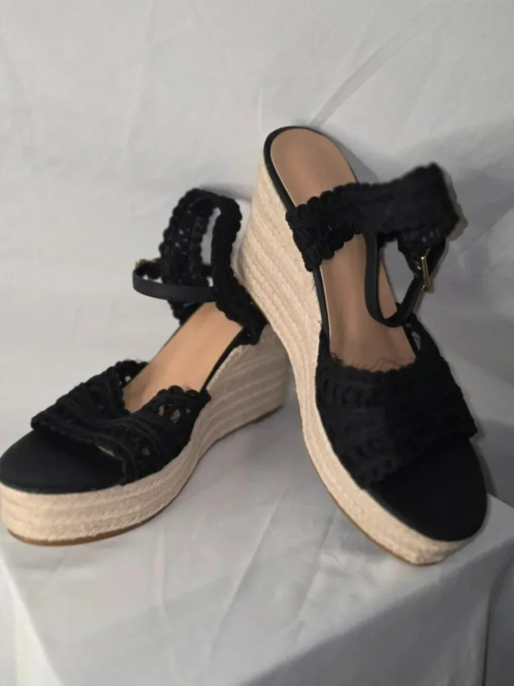 Black Wedge Sandals